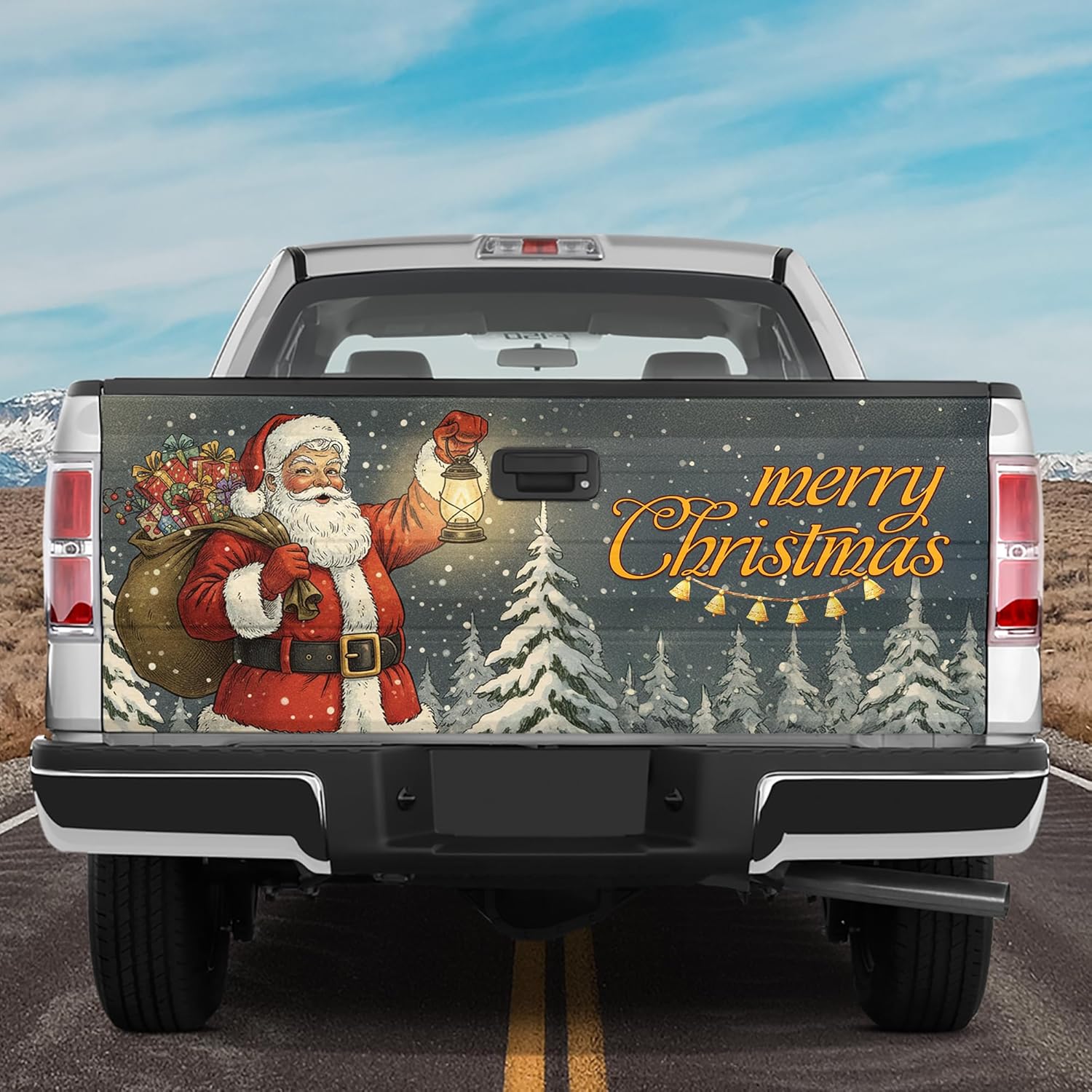 ThangPham Shop Christmas Santa Tailgate Wrap – Truck Tailgate Wrap with Christmas Theme