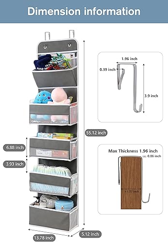 Miniatura 3 de GALMAXS7 Paquete de 2 organizadores colgantes de 5 estantes sobre la puerta con 8 bolsillos laterales de malla organizador de almacenamiento en la