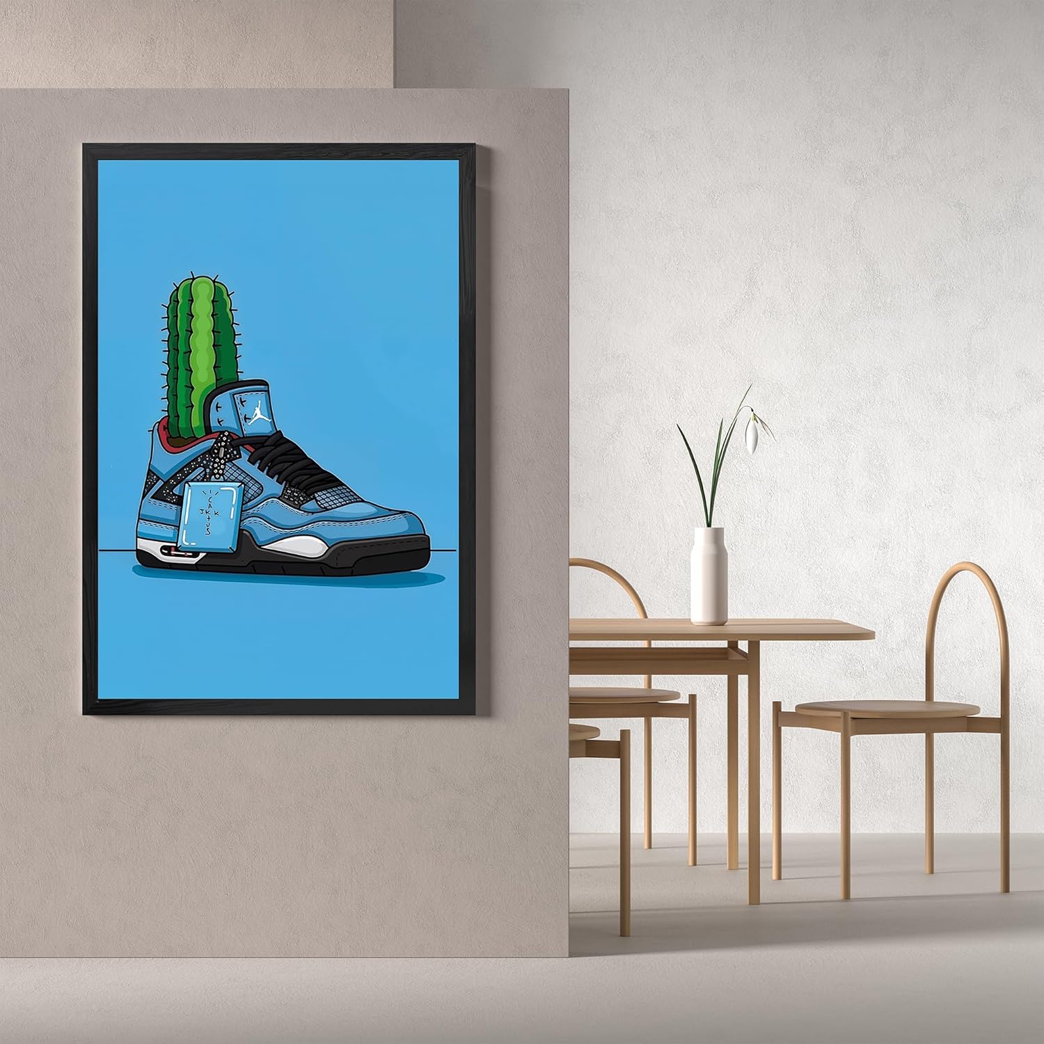 Mofesun Sneaker Poster,Shoes Wall Art - Cool Wall Art for Bedroom, Trendy Room Decor for Guys(Black Frame, 12" x 16")