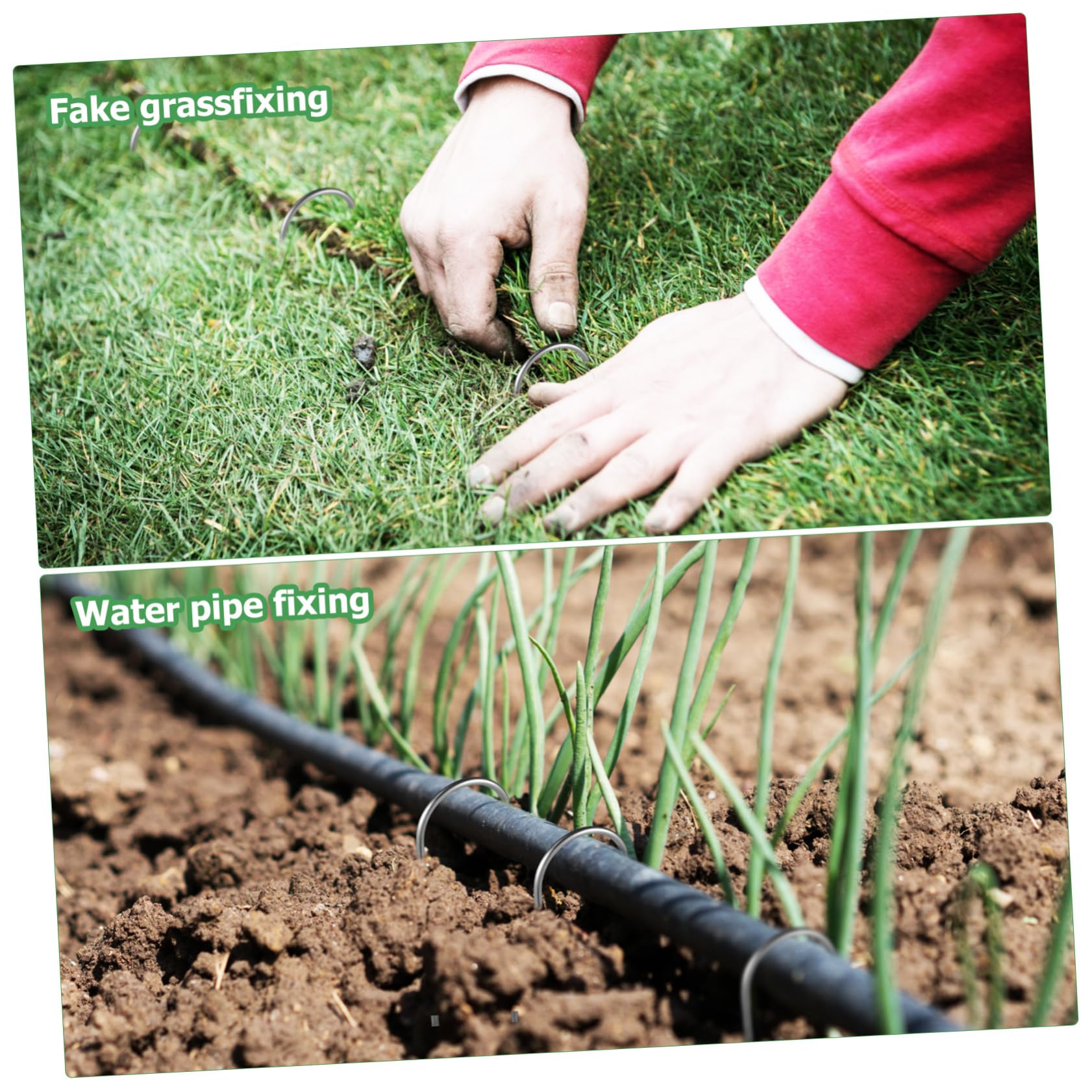 POPETPOP 100pezzi Picchetti da Terra per Giardino Forma di u Chiodi per Rete Picchetti da Prato Resistenti alla Ruggine Graffette per Ancoraggio Teli e Tubi Irrigazione