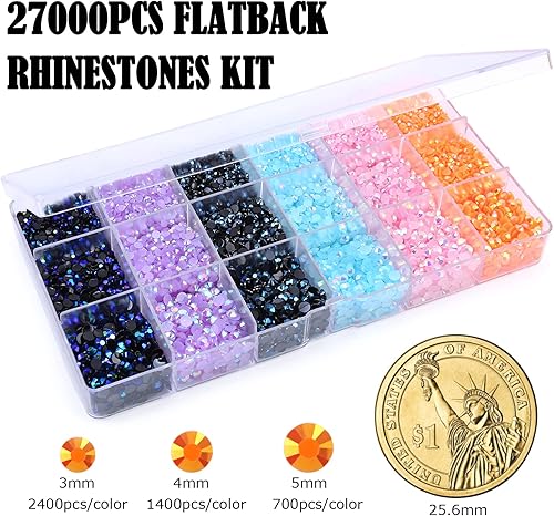 Miniatura 2 de Nibiru 28800 piezas de diamantes de imitación de resina AB con parte trasera plana, diamantes de imitación de gelatina de colores mixtos con forma