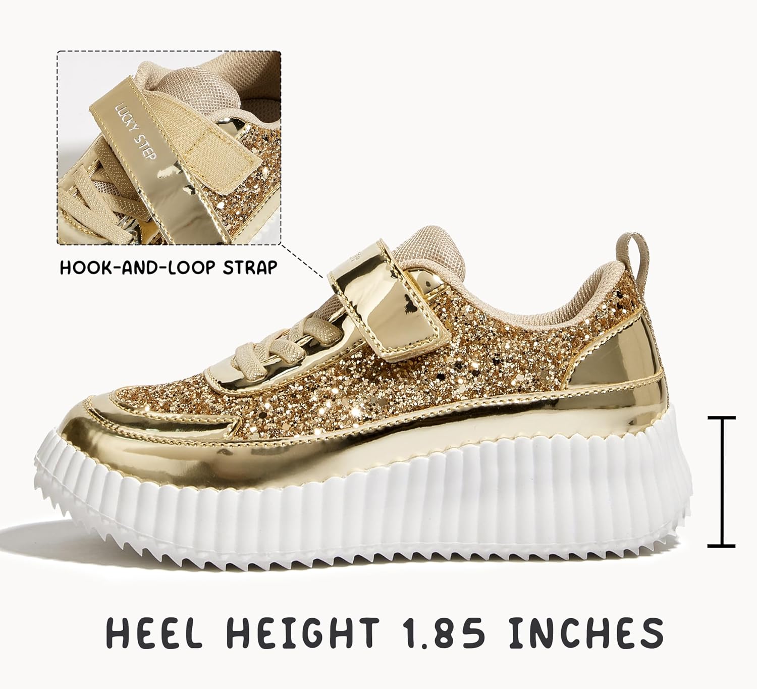 LUCKY STEP Kid's Glitter Running Sneaker Sparkly Braided Shiny Bling Princess Shoes School Athletic Walking Shoes for Children/Boys/Girls - Image 3