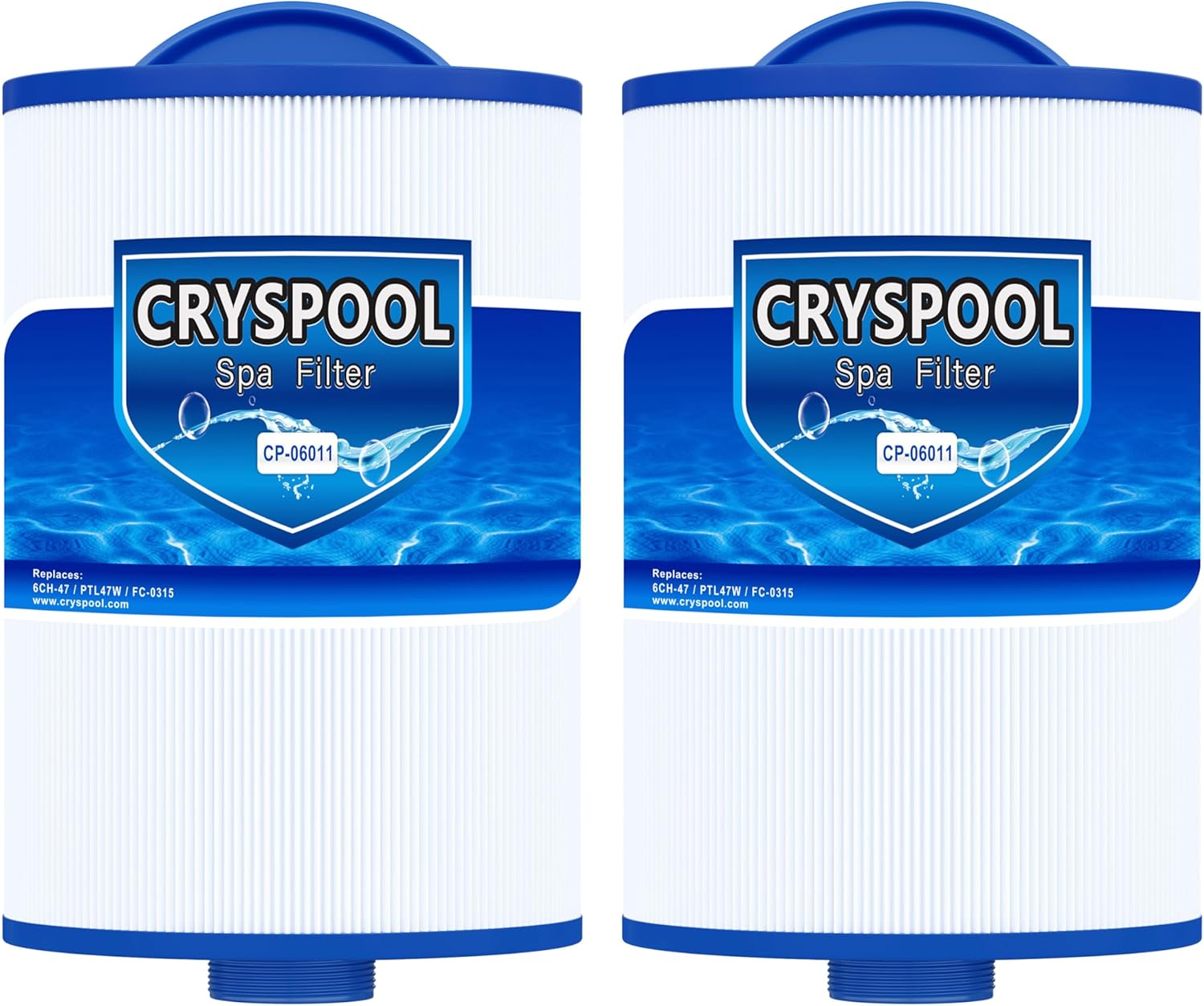 Cryspool® 06011 Filter Compatible with 6CH-47, FC-0315, PTL47W-P4, 373043 Hot Tub Filter, 47 Sq. Ft Spa Filter Cartridge, 2 Pack