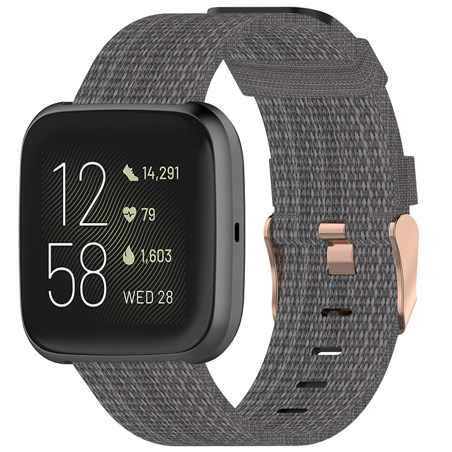 Fit for Fitbit Versa 2 Watch Bands Women Men, Woven Nylon Adjustable Replacement Band Straps Wristbands Accessories Fit for Fitbit Versa Lite Edition, Versa 2, Versa SE, Versa (Gray)