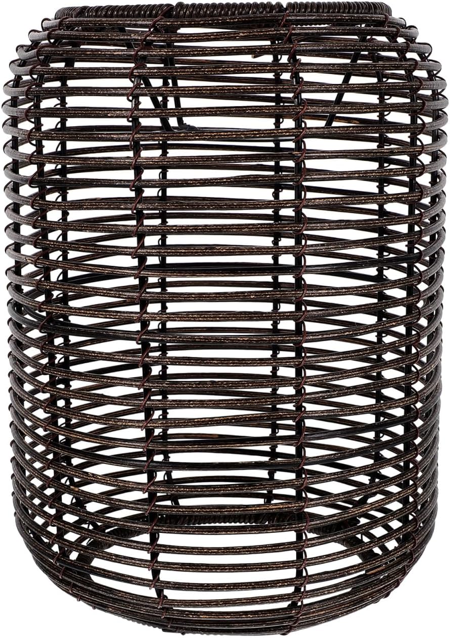 jojofuny Hanging Lamp Shade Woven Rattan Pendant Lampshade 9.45 Inch Black Ceiling Light Cover Decorative Lampshade for Dining Room Tea Room Home