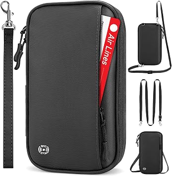 Passport Holder,RFID Family Travel Wallet with 2 Straps,Waterproof
