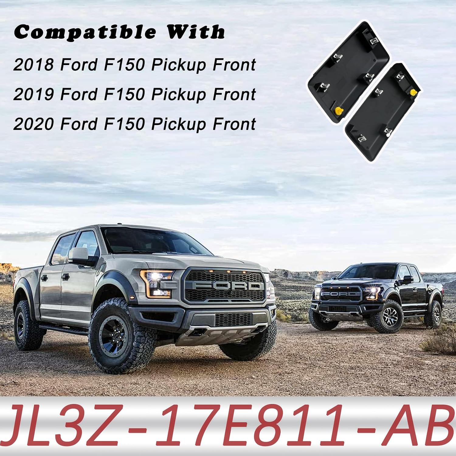 TQPONLY 1 Pair Front Bumper Cover Lower Grille Trim,Compatible with 2018-2020 F150 Pickup Truck Parts Replaces JL3Z-17E811-AB JL3Z-17E810-AB