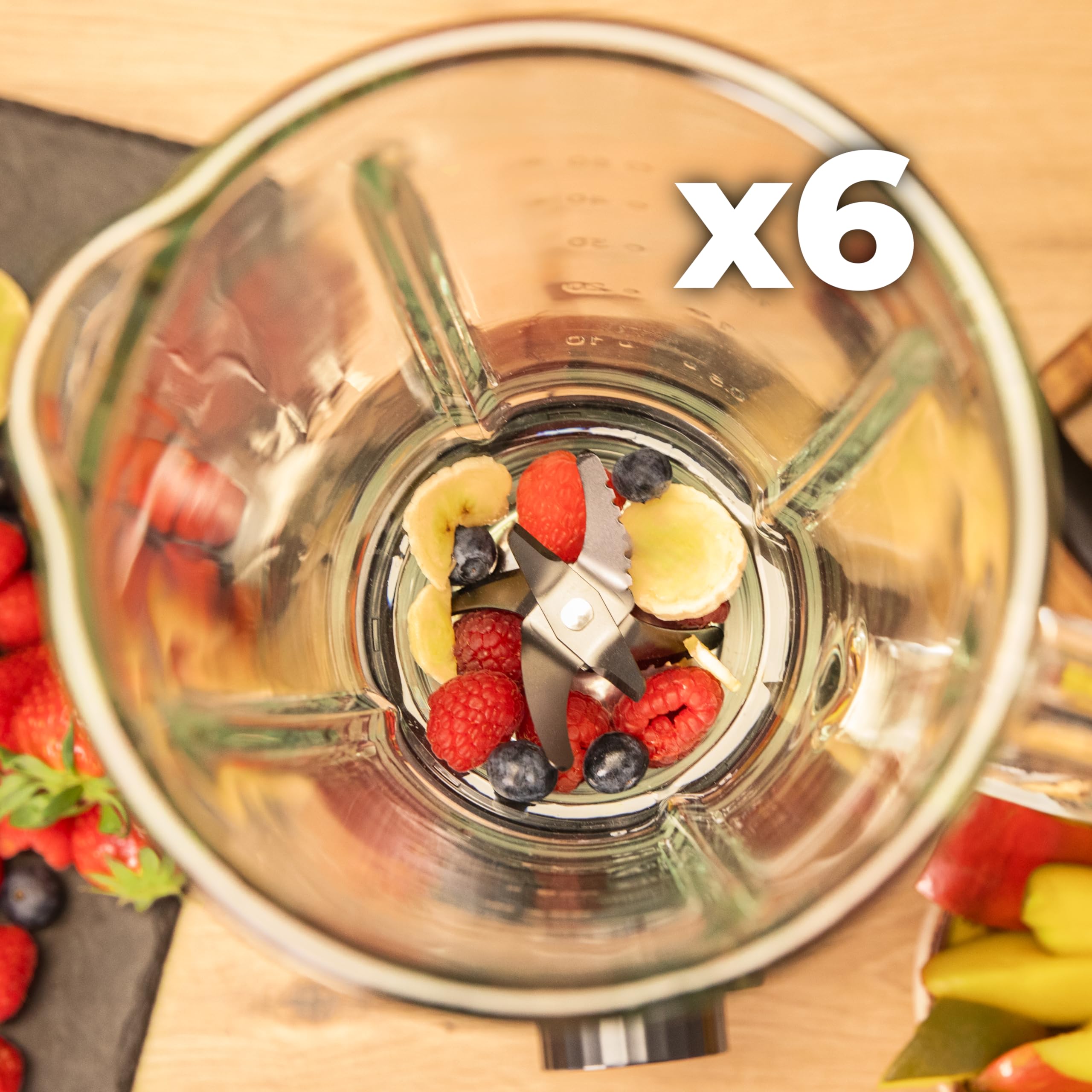 Cecotec Mixeur Blender Power Black Titanium 2200MAX Prodigy. 2200 W, 6 Lames en Acier Inoxydable, Hache-glace, Fonction Turbo, Fonction Smoothie, Fonction AutoClean