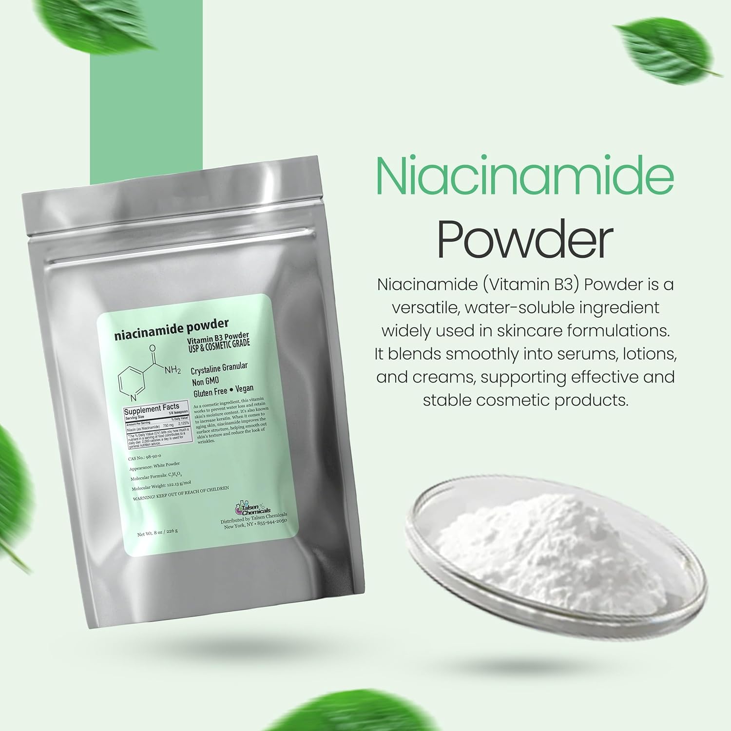 Pure Niacinamide Powder for Skin Care (Vitamin B3) DIY Niacinamide Serum, Niacin Powder (8 Ounce / 226 Gram) Cosmetic Grade - Image 2