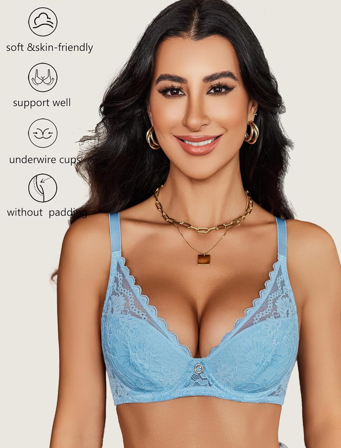 Avidlove Lace Bras for Women Bralettes with Underwire Full Coverage Sexy Bra Everyday Lingerie NO Padded - Image 4
