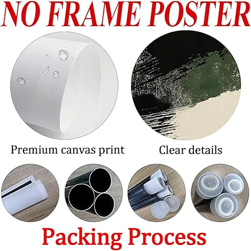 Miniatura 5 de Arte de pared bohemio negro verde beige abstracto lienzo impresiones geométricas verde beige negro cuadro pared verde oscuro negro beige pintura