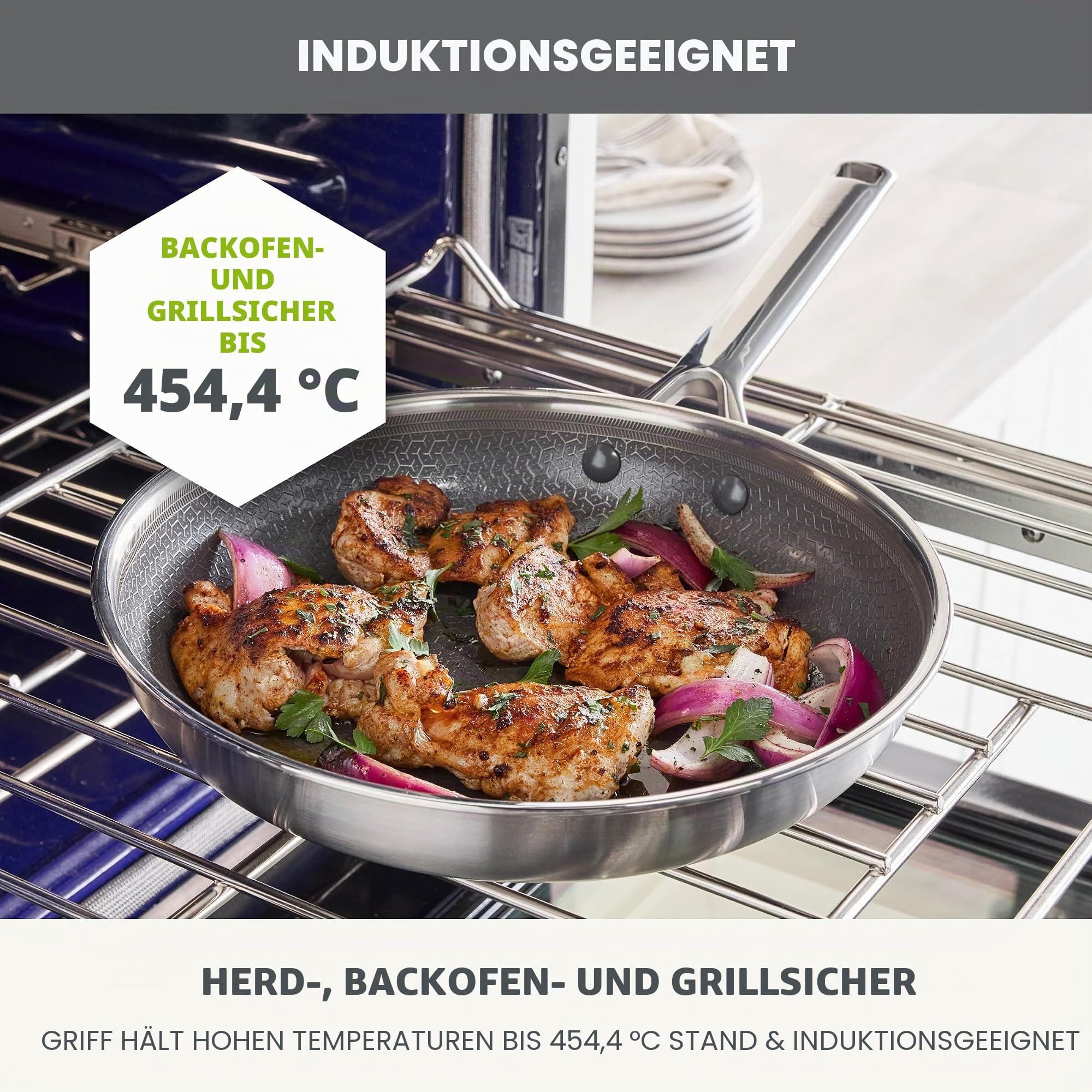 GreenPan Hybrid-Bratpfanne, antihaftbeschichtet, Edelstahl, 20,3 cm, APEX dreilagige Thermobond PFAS-freie Keramikpfanne, Induktions- und alle Herdarten kompatibel, Backofentemperatur bis 450 °C