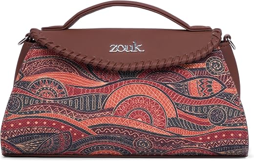ZOUK Saisha Sling Bag for Women – Vegan Leather with Whip-Stitch Detailing & Detachable Silver | Water-Resistant Stylish P...