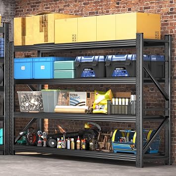 JBLCC 6400LBS Garage Shelving Heavy Duty 71 W Storage Shelves 4-Tier Adjustable Metal Steel Shelving Unit for Industrial, Commercial Basement, Pantry, Warehouse, 71'' W x 71''H x 24'' D