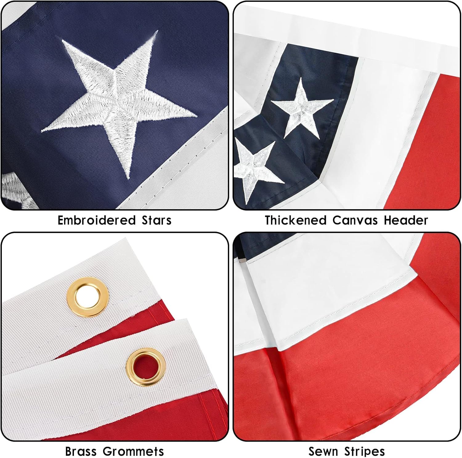 3 Pieces 4th of July Bunting Flag American Pleated Fan Flag USA Flags with Zip Ties and Brass Grommets for Patriotic Memorial Day Decoration Outdoor (3, 2x4 Feet)