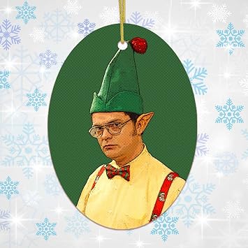 The Office Themed Christmas Ornaments, Dwight Schrute, Michael Scott Dwight Schrute Elf Christmas Ornament, The Office