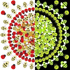 EVERMARKET 45-Piece Tiny Resin Bees & Ladybugs Set - DIY Craft Embellishments For Wreaths, Scrapbooking, And Decor