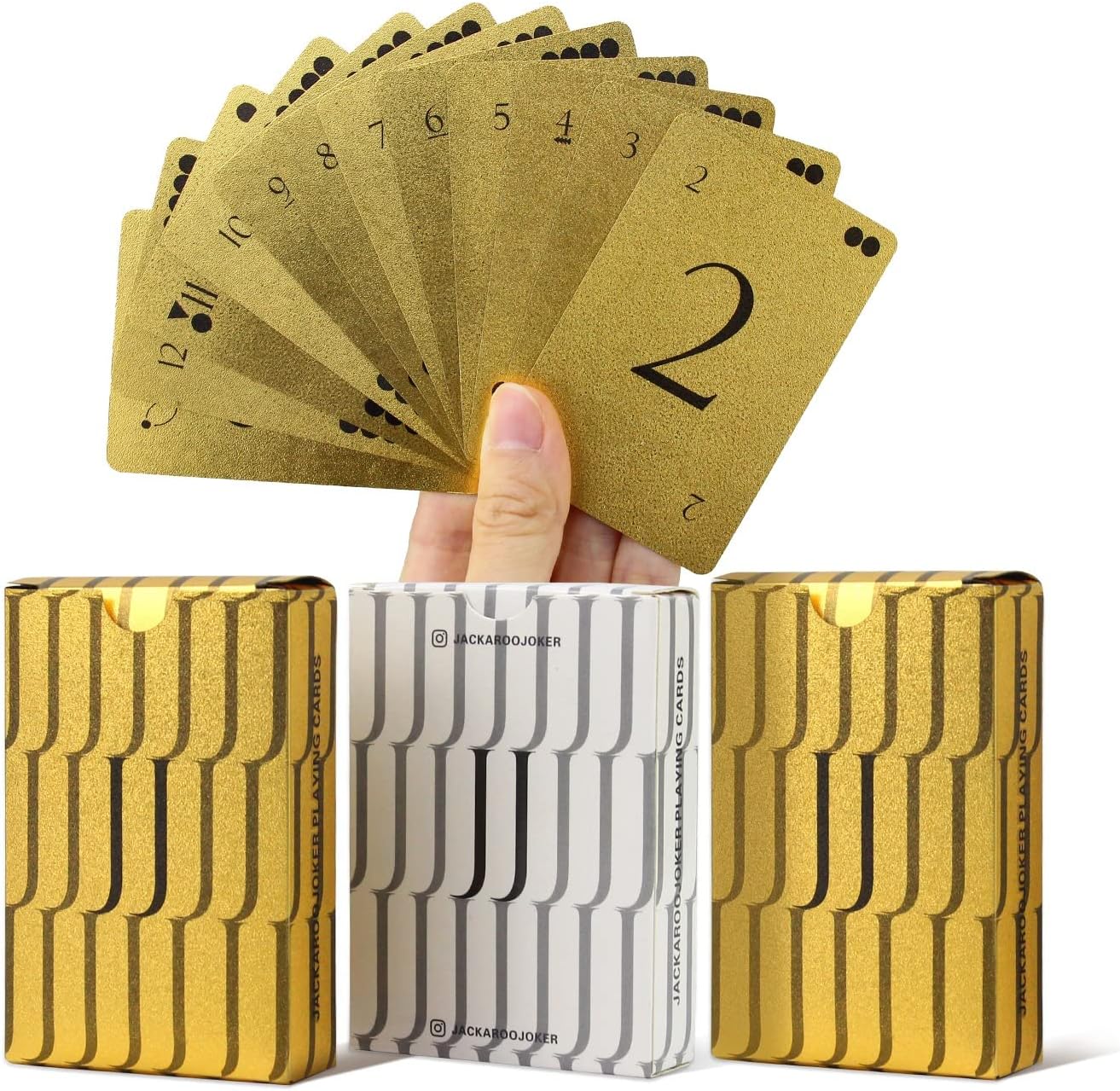 Jackaroo Joker Plastic Playing Cards for Jakaroo board game 2 decks 1 Gold and 1 White (2 Decks) اوراق لعب جكارو بلاستك عدد 2 ابيض و ذهبي