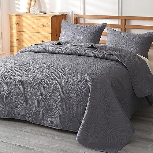 Miniatura 3 de ENJOHOS Colcha de verano tamaño King, edredón ligero de 3 piezas, colcha reversible de microfibra en relieve King con fundas de almohada para cama