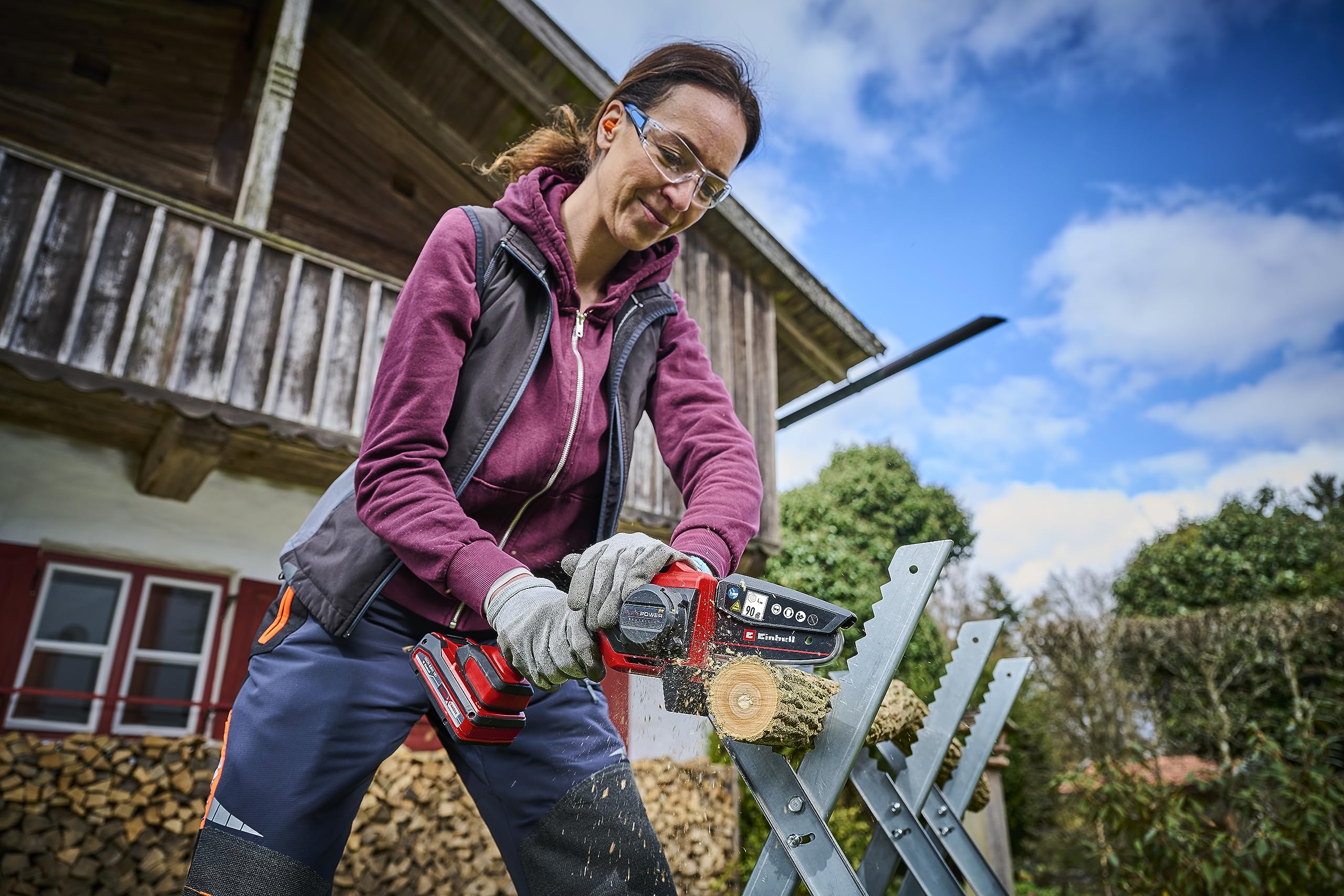 Einhell, motosega a batterie GE-PS 18/15 Li BL-Solo Power X-Change (18 V, brushless, lunghezza di taglio 12,5 cm, cambio lama e catena senza attrezzi, senza batteria)
