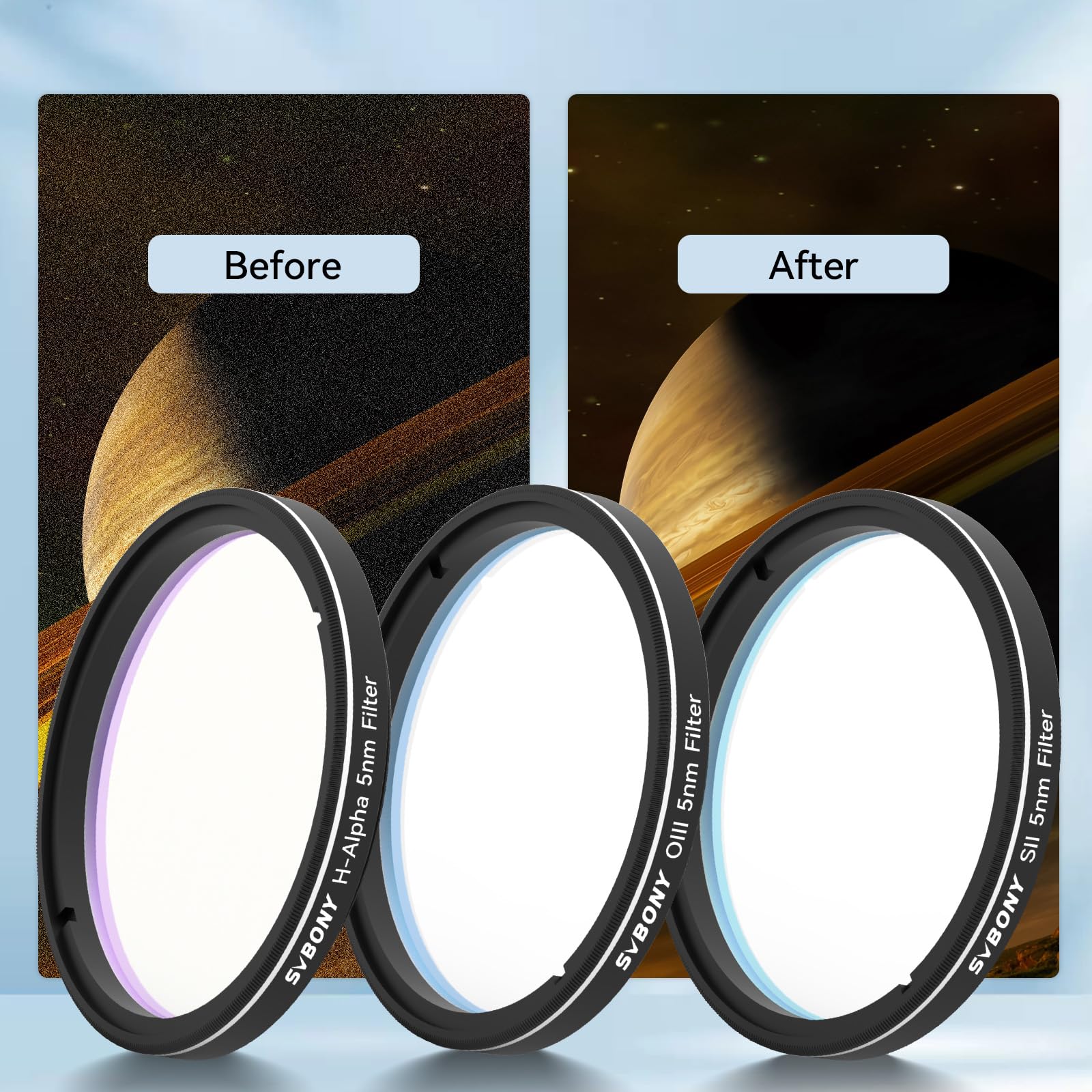 Filtro SVBONY De Banda Estrecha De 3nm H-Alpha Y OIII Para Astrofotografia Sv220 125