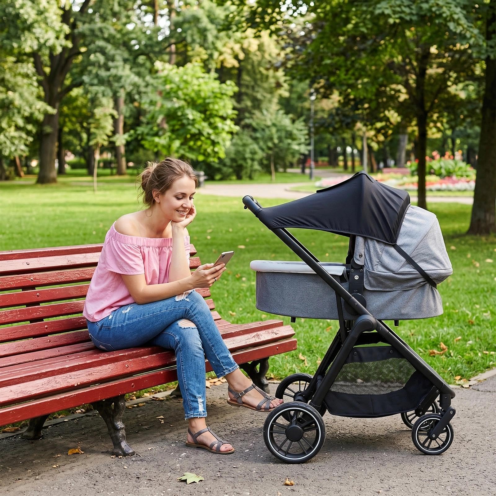 Sombrilla Carro Bebe Universal con Protección UV, Transpirable Parasol Carro Bebe con Ventana, Ajustable Universal Protector Solar Carrito Bebé, Negro