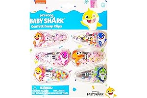 Baby Shark Hair Accessories Set with 6pc Cute Hair Clips for Girls