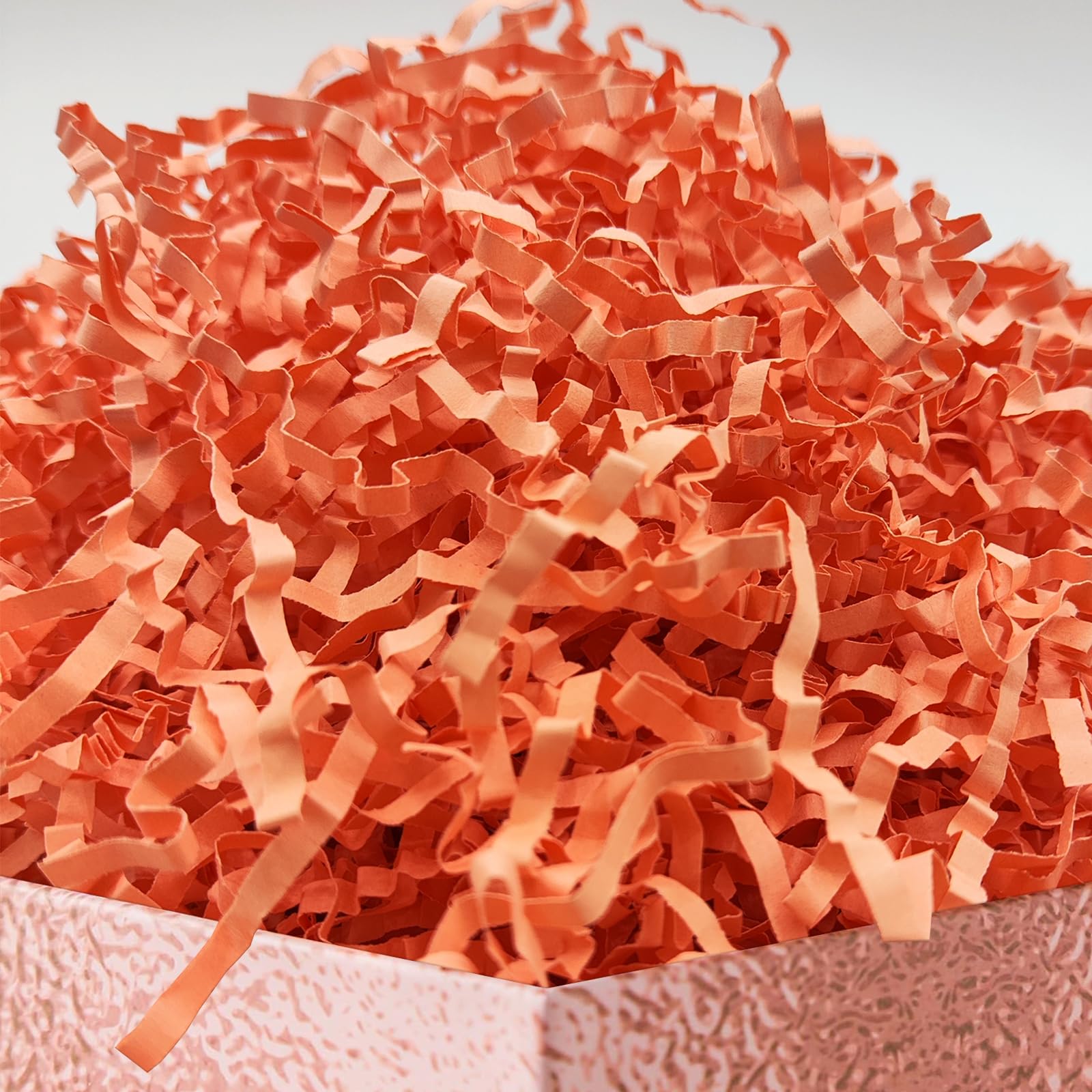 DOTUHAO Crinkle Cut Paper Shred, Orange Color Crinkle Paper, Gift Basket Filler, Raffia Grass for Gift Wrapping, Basket Filling (Orange, 4 oz)