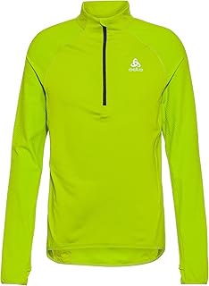 ODLO Men's Mid Layer 1/2 Zip Zeroweight - Lime Green/Black Sweatshirt