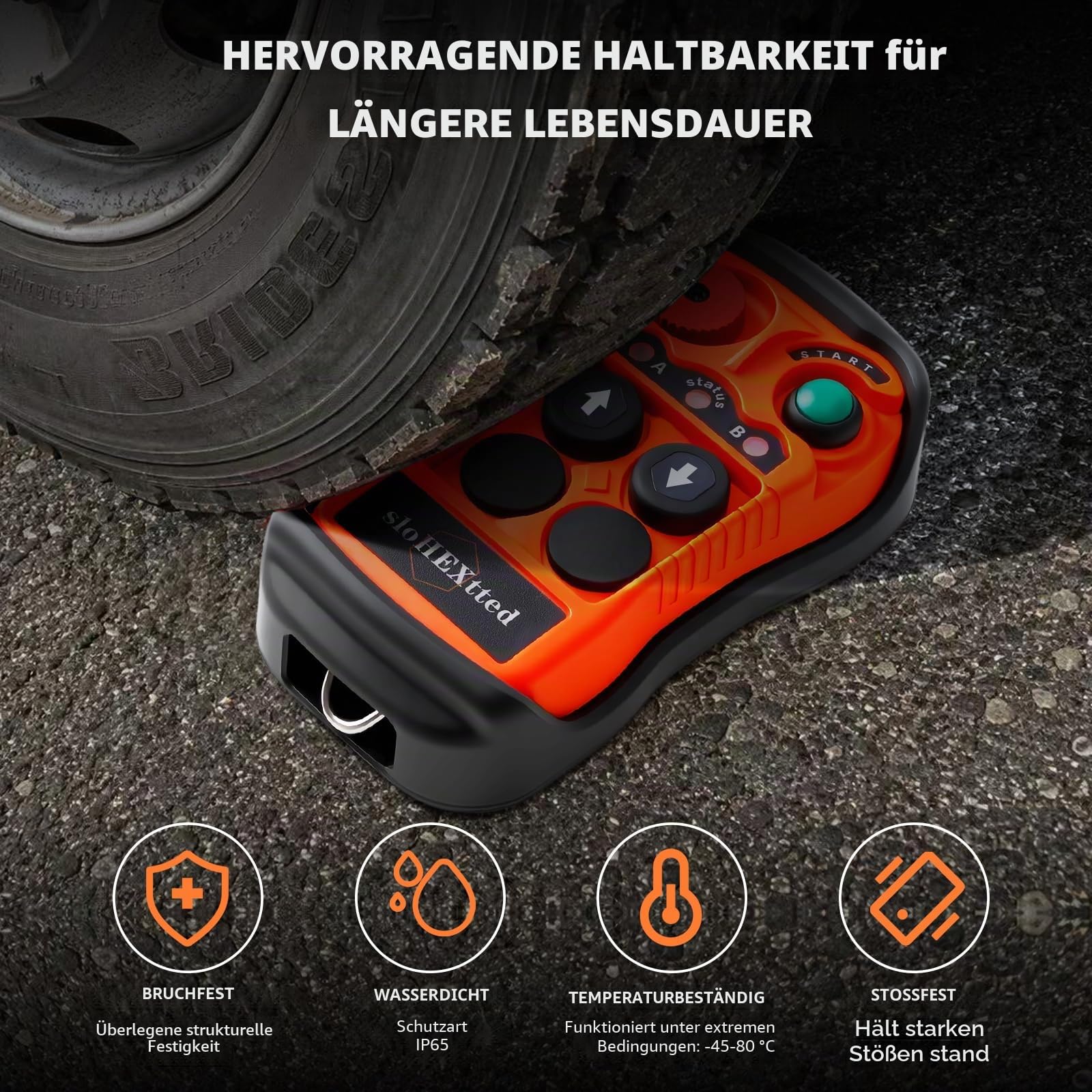 Q200 Ultra Industrielle Funkfernbedienung Kräne 12-24V | 2-Tasten-Fernbedienung für LKW-Heckklappe Mini-Seilzug Einfachwinde kleiner Brückenkran Laufkatze horizontales Hebegerät