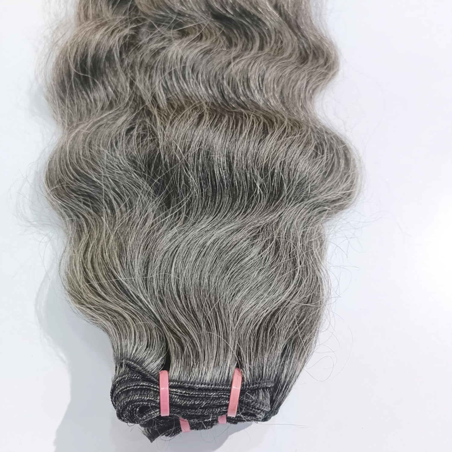 Grey Human Hair Wavy Weave Bundles, 100 Grams, Pack of 1, Natural Grey Salt and Pepper Extensions, Indian Human Hair Wavy (Normal Grey 50% Black 50% White, 14 Inches)