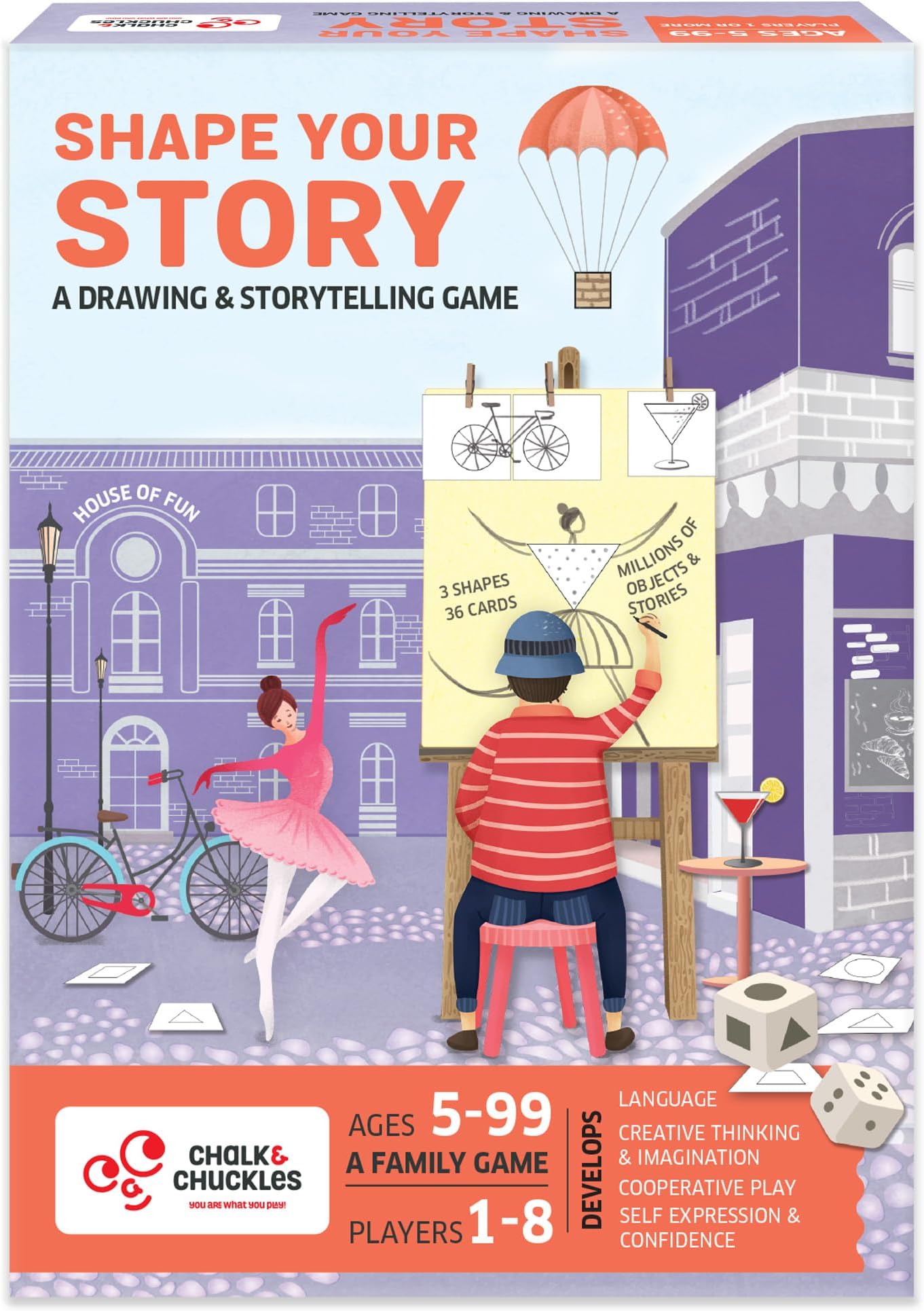 Shape Your Story โ A Creative Drawing & Storytelling Game for Kids, Families & Adults | Fun Card Game with Dice & Reusable Cards | Ages 5-99 Years + | Unique Gift for Home, Classrooms & Therapy