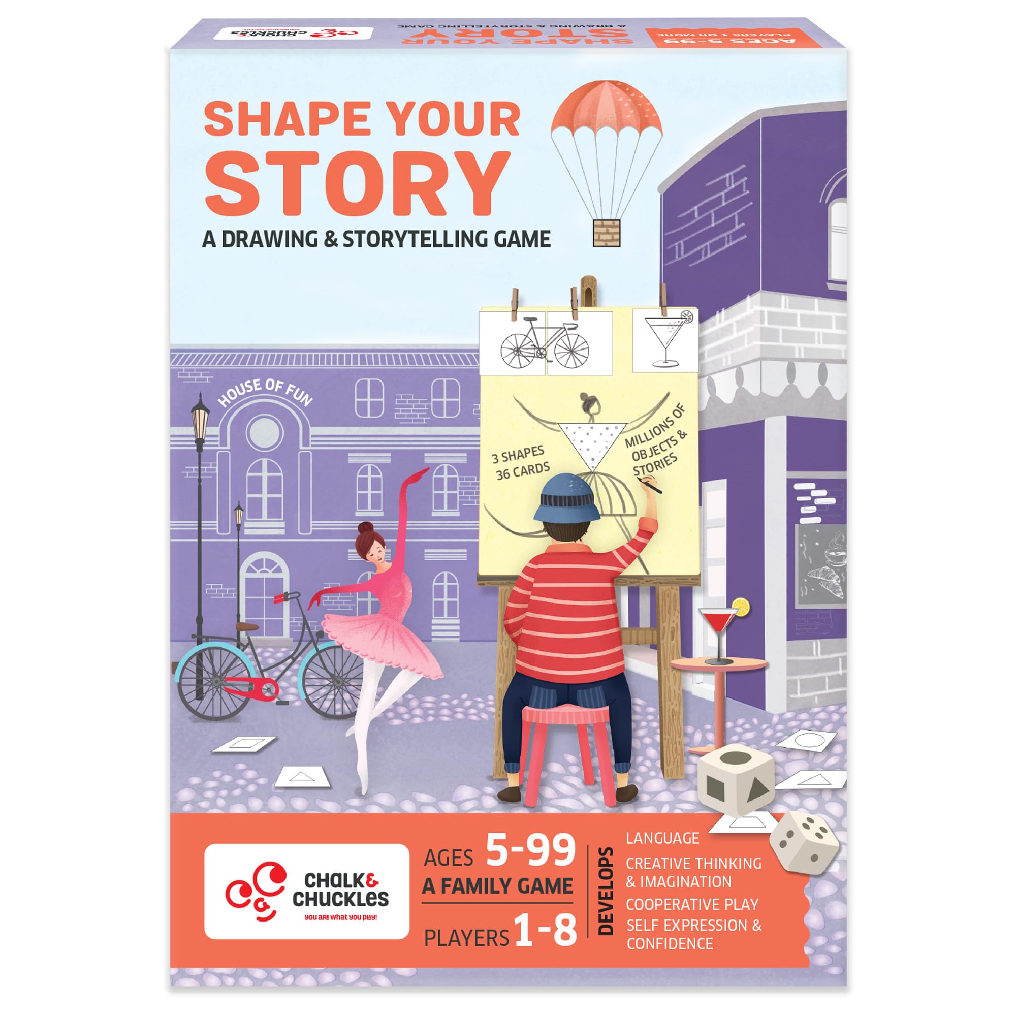 Shape Your Story – A Creative Drawing & Storytelling Game for Kids, Families & Adults | Fun Card Game with Dice & Reusable Cards | Ages 5-99 Years + | Unique Gift for Home, Classrooms & Therapy