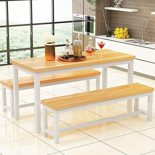 Miniatura 13 de AWQM-Juego de Mesa de Comedor, Juego de Mesa de Cocina con 2 Bancos, Ideal para el Hogar, Cocina y Comedor, Mesa de desayuno de 47.2x28.7x29.5