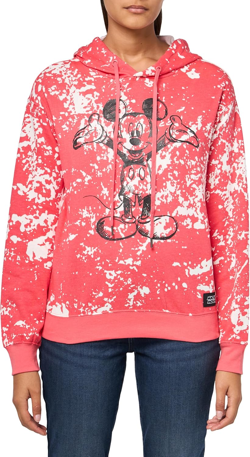 Disney Women's Disney's Ladies Juniors Mickey Mouse Bleach Washed Hoodie