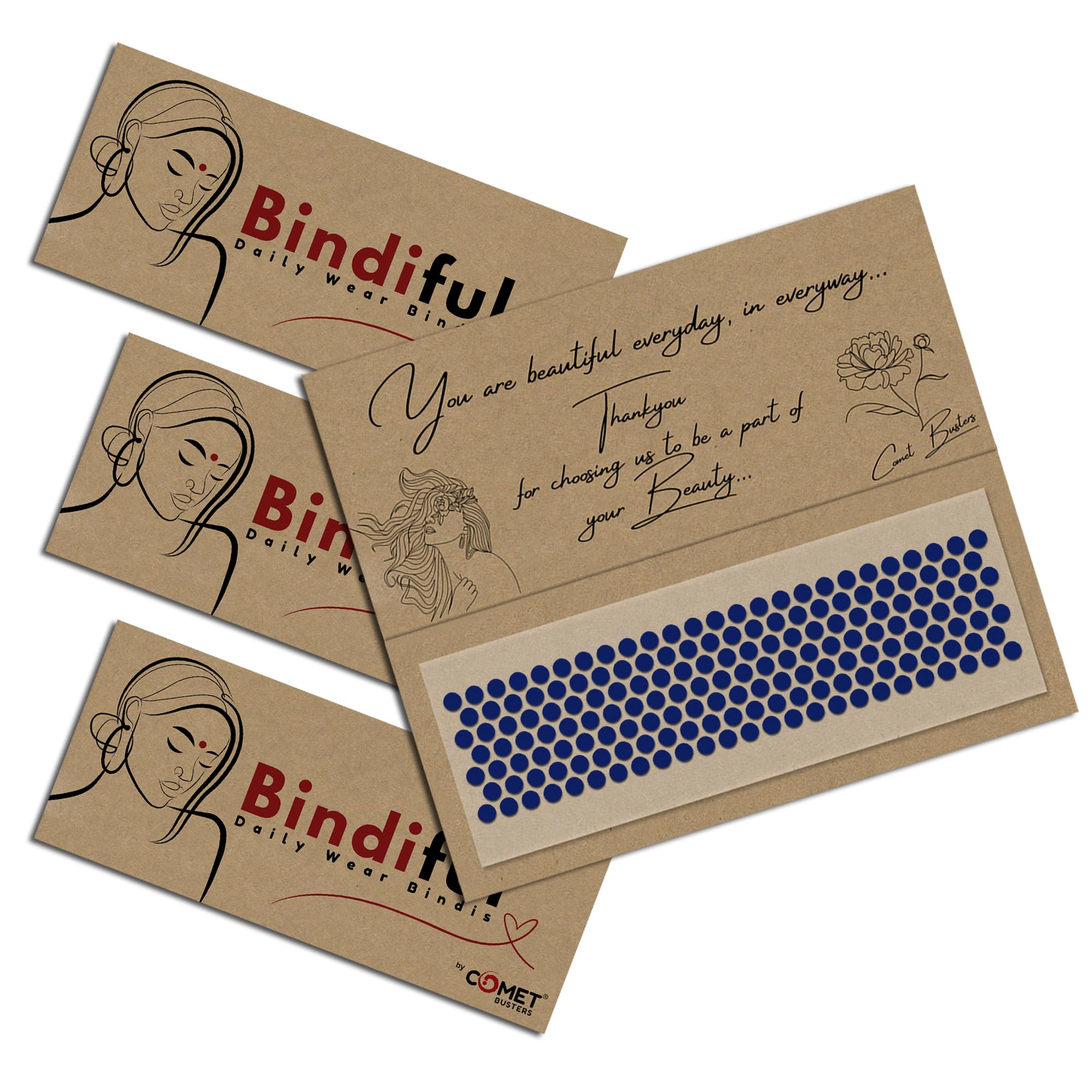 Bindiful Dailywear Navy Blue Velvet Round Bindis for Women (5mm) (bf238) (Pack of 3)-image-28