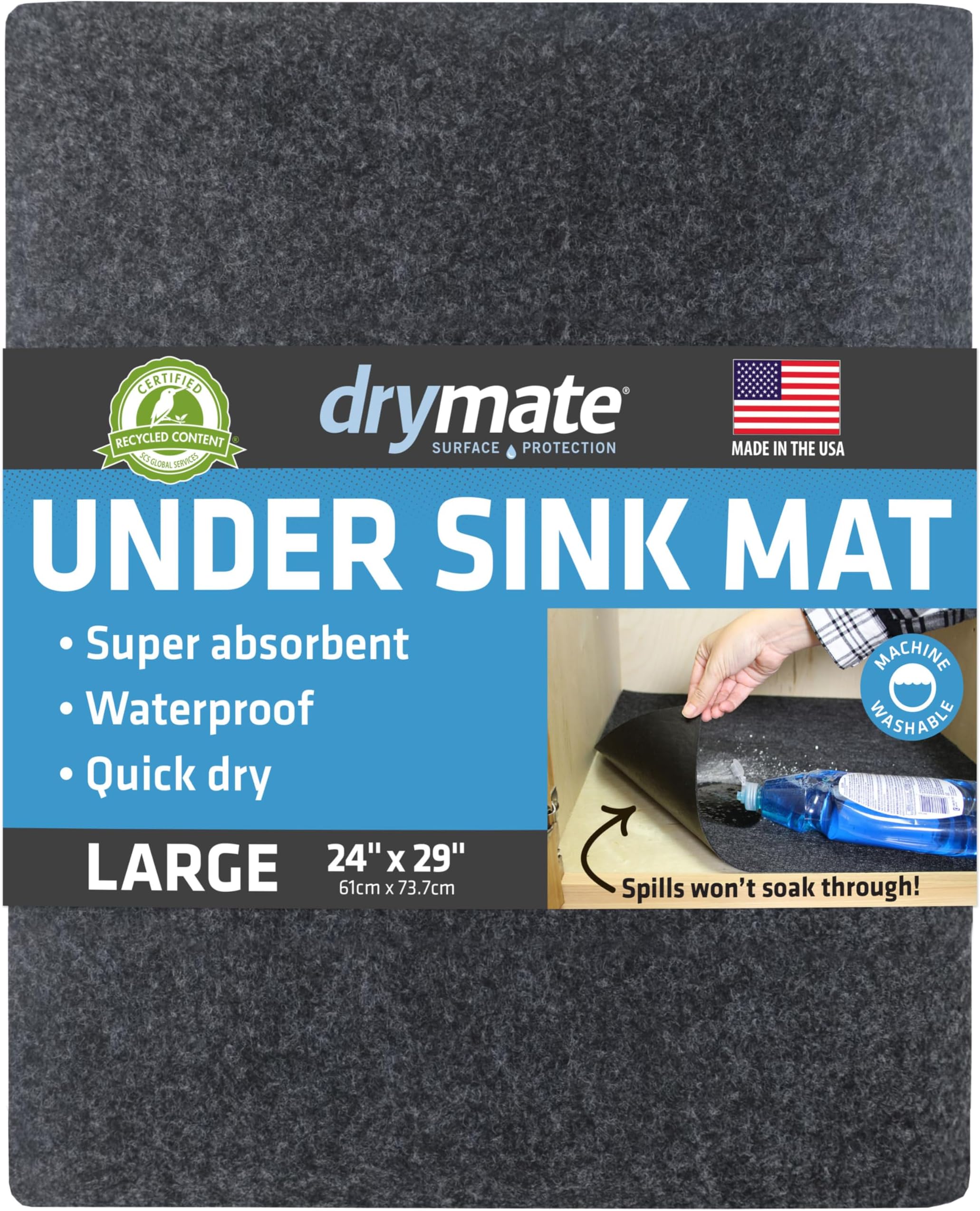 Drymate USMC2429 Under Sink Mat - 24" x 29", Grey