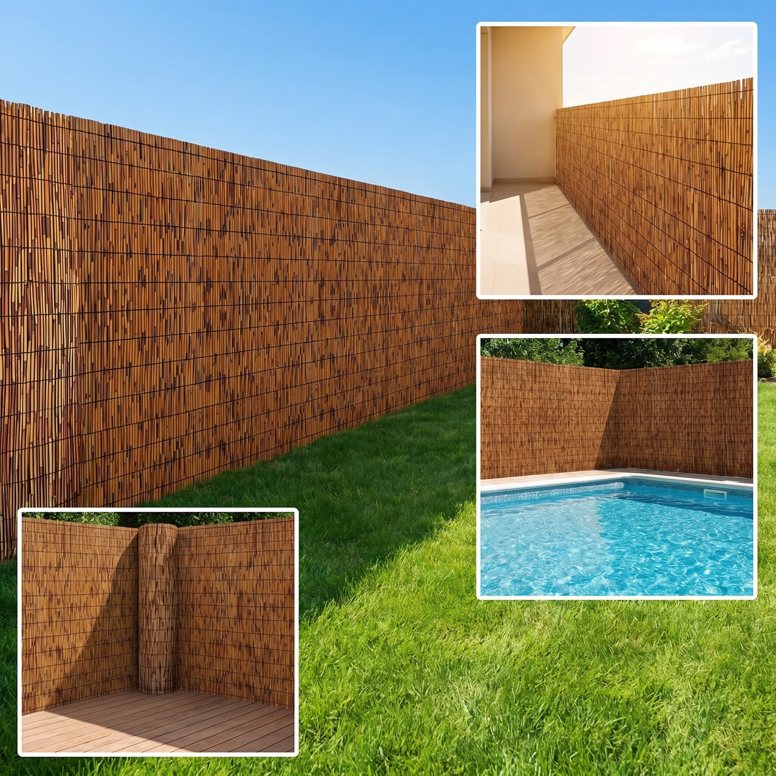 Générique Rouleau Brise Vue Decoupable sur Mesure, Canisse Bambou pour Dimensions Specifiques, Cloture Jardin Hauteur Personnalisee en Osier(200cm(H))