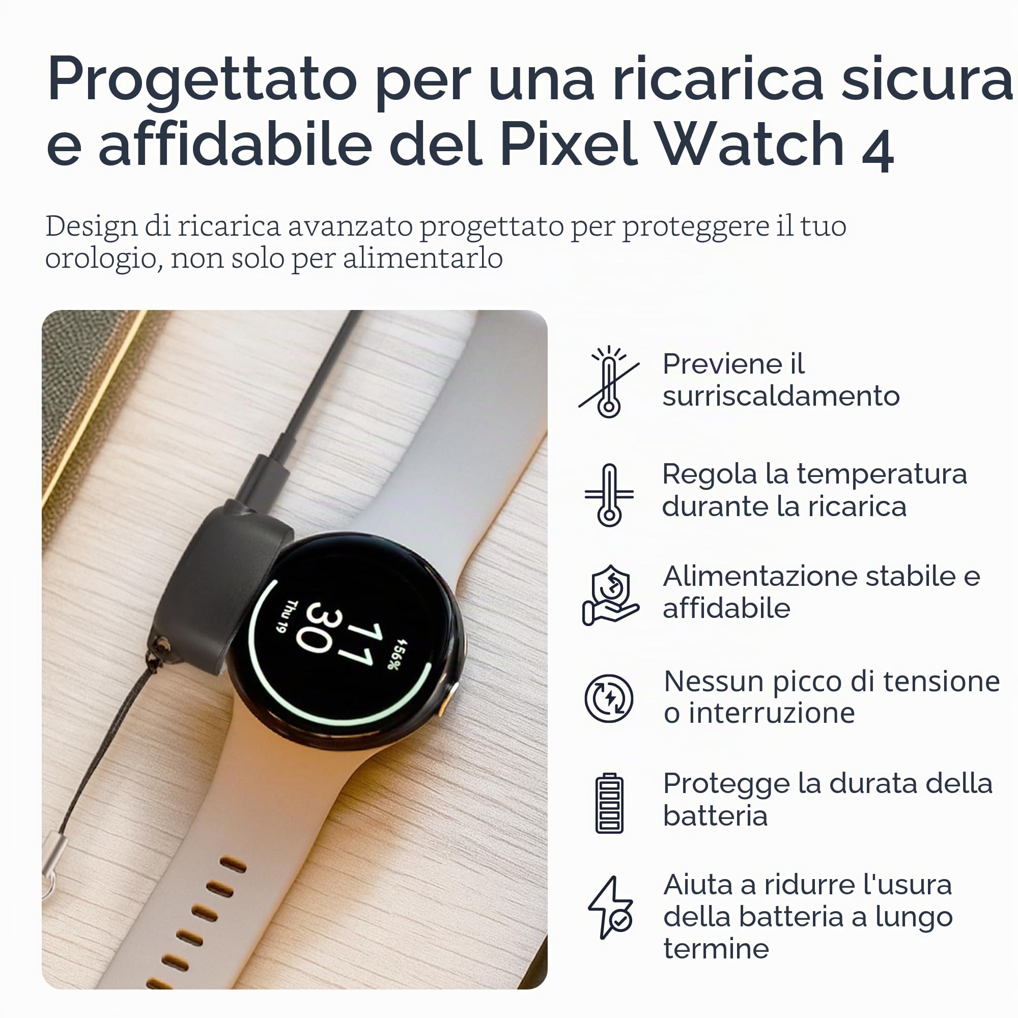 Wasserstein Caricabatterie On-The-Go compatibile con Google Pixel Watch 4 (41 mm e 45 mm) - Dock di ricarica portatile - Realizzato per Google - non compatibile con Pixel Watch, 2 e 3