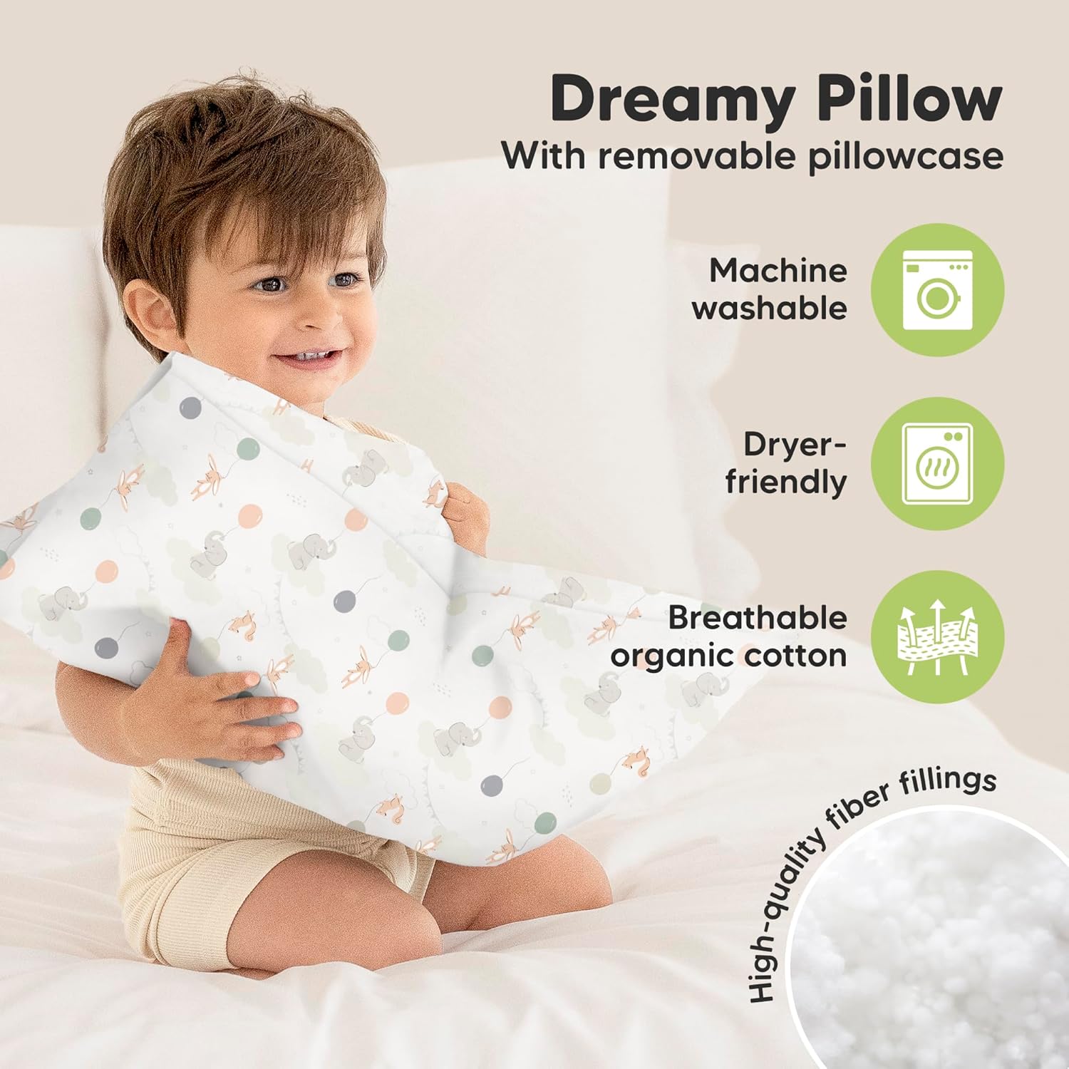 KeaBabies Toddler Pillow with Pillowcase - 13x18 My Little Dreamy Kids Travel Bed Pillows for Sleeping, Cotton Small Pillowcase, Soft & Breathable, Machine Washable, Toddlers 2-5 Years Old