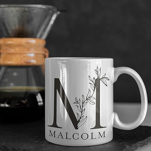 Miniatura 3 de Taza de café con inicial con nombre, 11 onzas/15 onzas, personalizada, 9 colores, tazas personalizadas para mujeres, taza de café de cerámica, taza