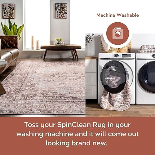 Miniatura 3 de nuLOOM Alfombra de área lavable a máquina de 4 x 6 pies, resistente a las manchas con parte trasera antideslizante, perfil bajo para sala de estar,