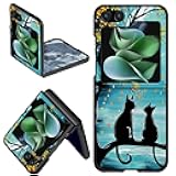 DHYYDSQZ Galaxy Z Flip 6 Phone Case for Samsung Galaxy Z Flip6 Case Cat Moon Design Slim Lightweight Hard PC Anti-Scratch Shookproof Protective Shell Cover Case for Samsung Galaxy Z Flip 6 2024