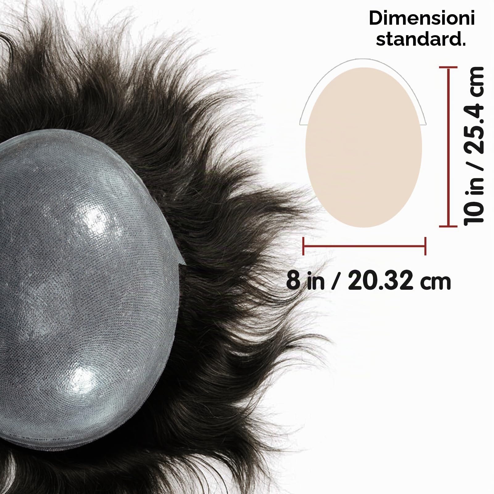 Lordhair Protesi Capelli Uomo, Pelle Super Sottile da 0,08 mm Parrucca da Uomo per Sistema Capillare da 8x10 Pollici Dimensione Della Base