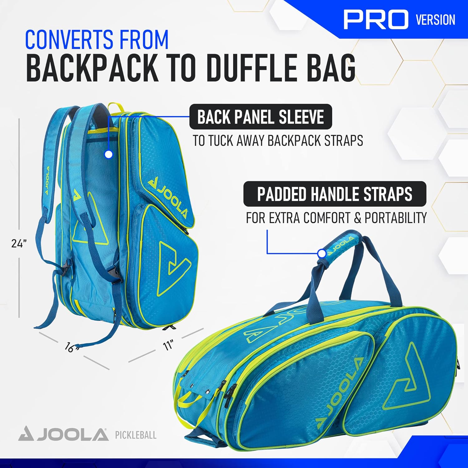 JOOLA Tour Elite Pro Pickleball Bag – Backpack & Duffle Bag for Paddles & Pickleball Accessories – Thermal Insulated Pockets Hold 4+ Paddles - Includes Fence Hook