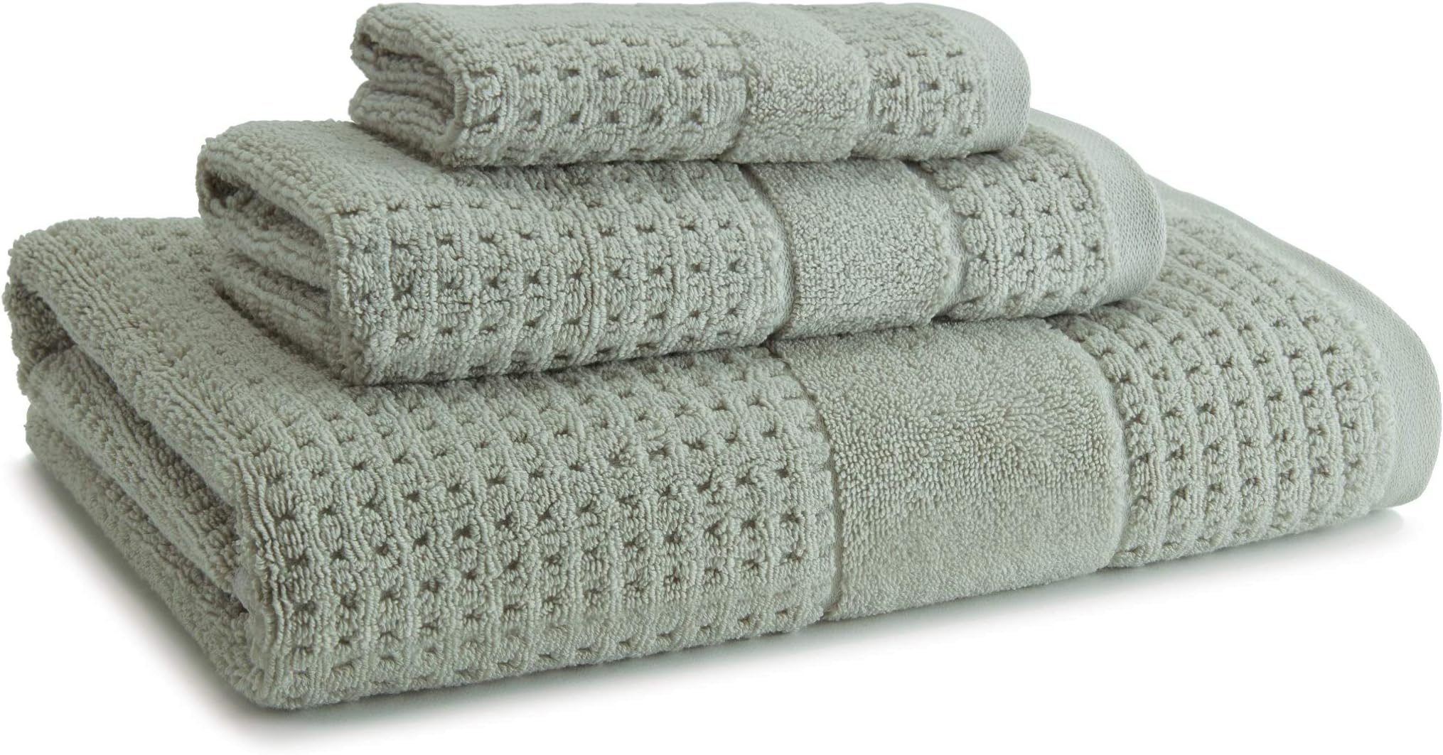 Kassatex Turkish Hammam Collection Towels, 3 Piece Set Misty Sage Home & Kitchen