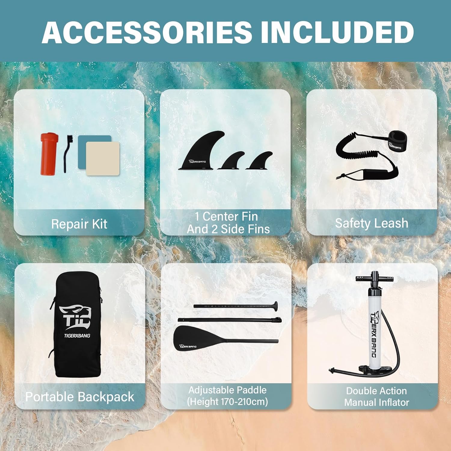 TIGERXBANG 11'6"/11'/10' Inflatable Paddle Board with Complete Accessories, Versatile Premium Paddle Boards for Adults/Youth, Stand Up Paddle Board Polar/Wave/Sunny Wave Collection