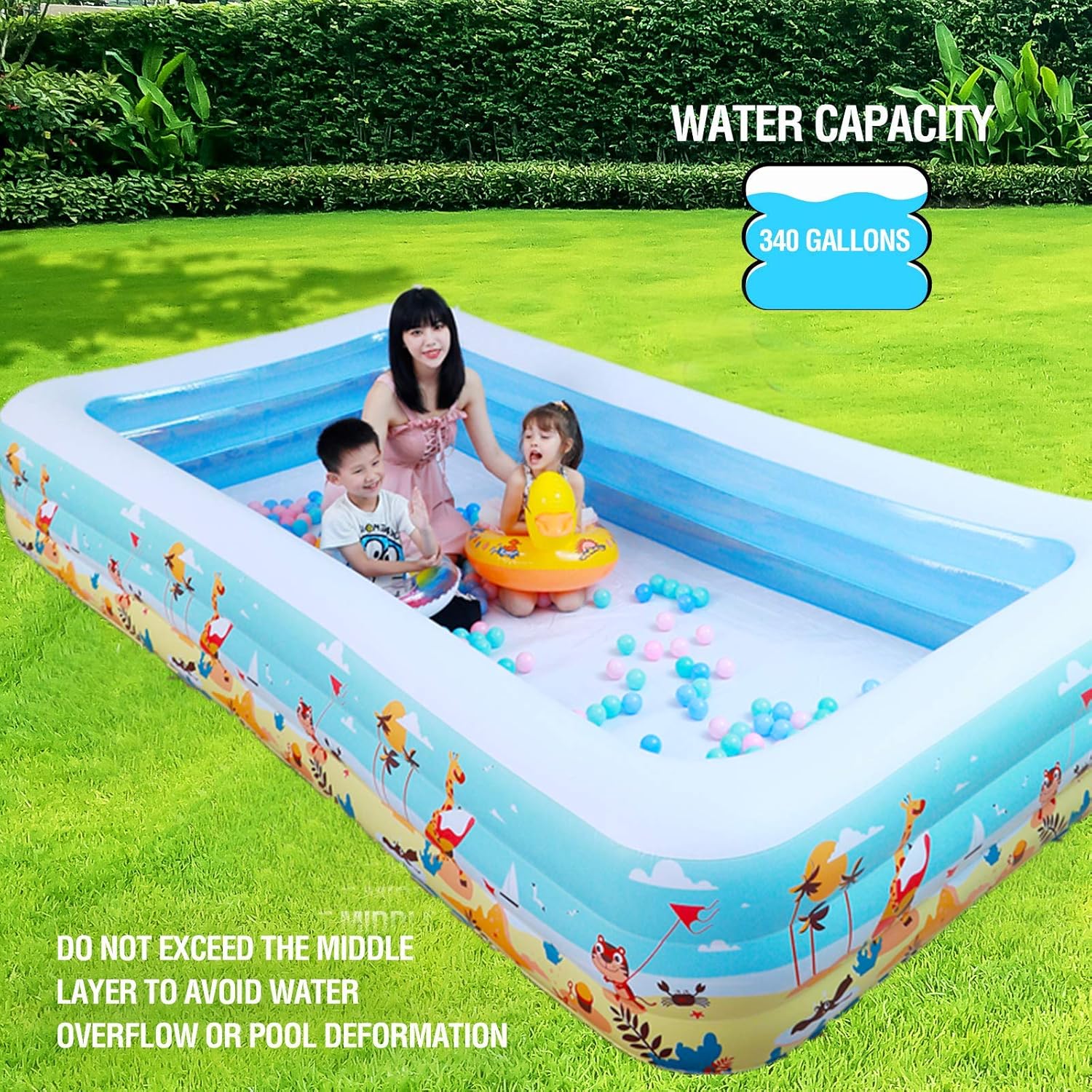 Blасk Frіdау - 80% оƒƒ Inflatable Pool Blow Up Ground Full-Sized Swimming Pool for Kids and Adults 103 X 69 X 24 (Light Blue)