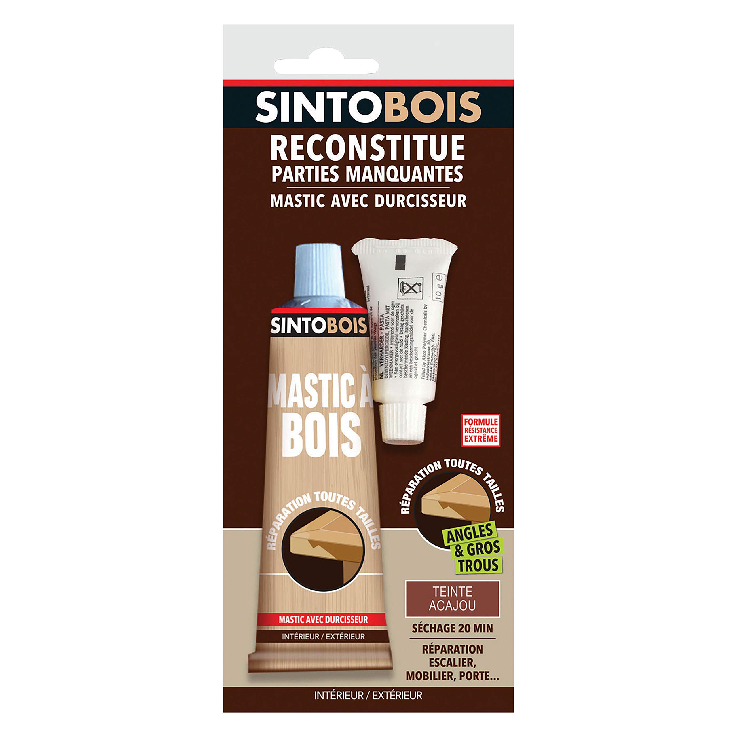 Pâte à bois séchage rapide 20min pour angles SINTOBOIS