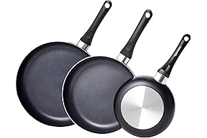 Essential Cookware Set: Amazon Basics 3-Piece Non-Stick Teflon Pans